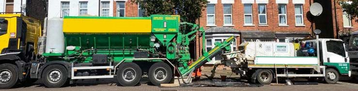 Traditional way of mixing and pumping concrete - 2 machines, 2 operators